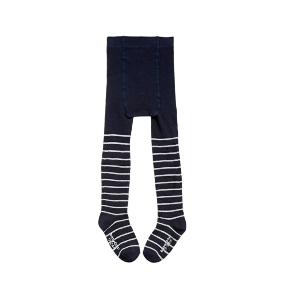 NWT Baby Gap navy & grey striped sweater footed tights